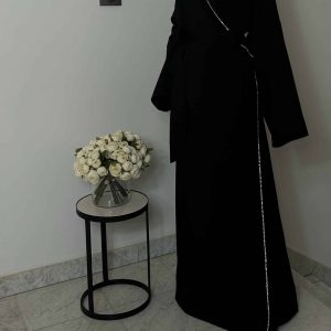 Abaya noir fluide à strass scintillants