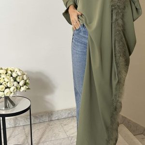 Blouse asymétrique plume [KAKI]