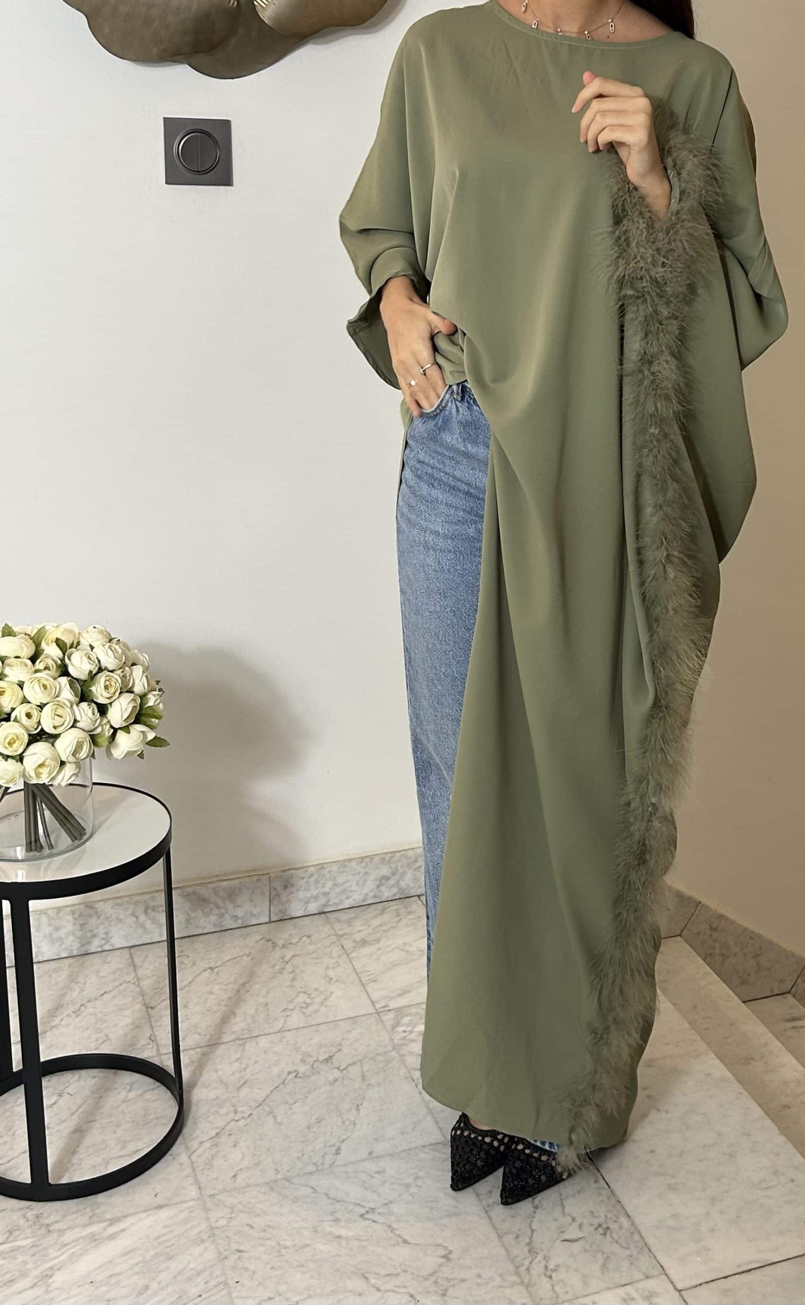 Blouse asymétrique plume [KAKI]