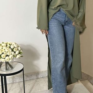 Blouse asymétrique plume [KAKI]