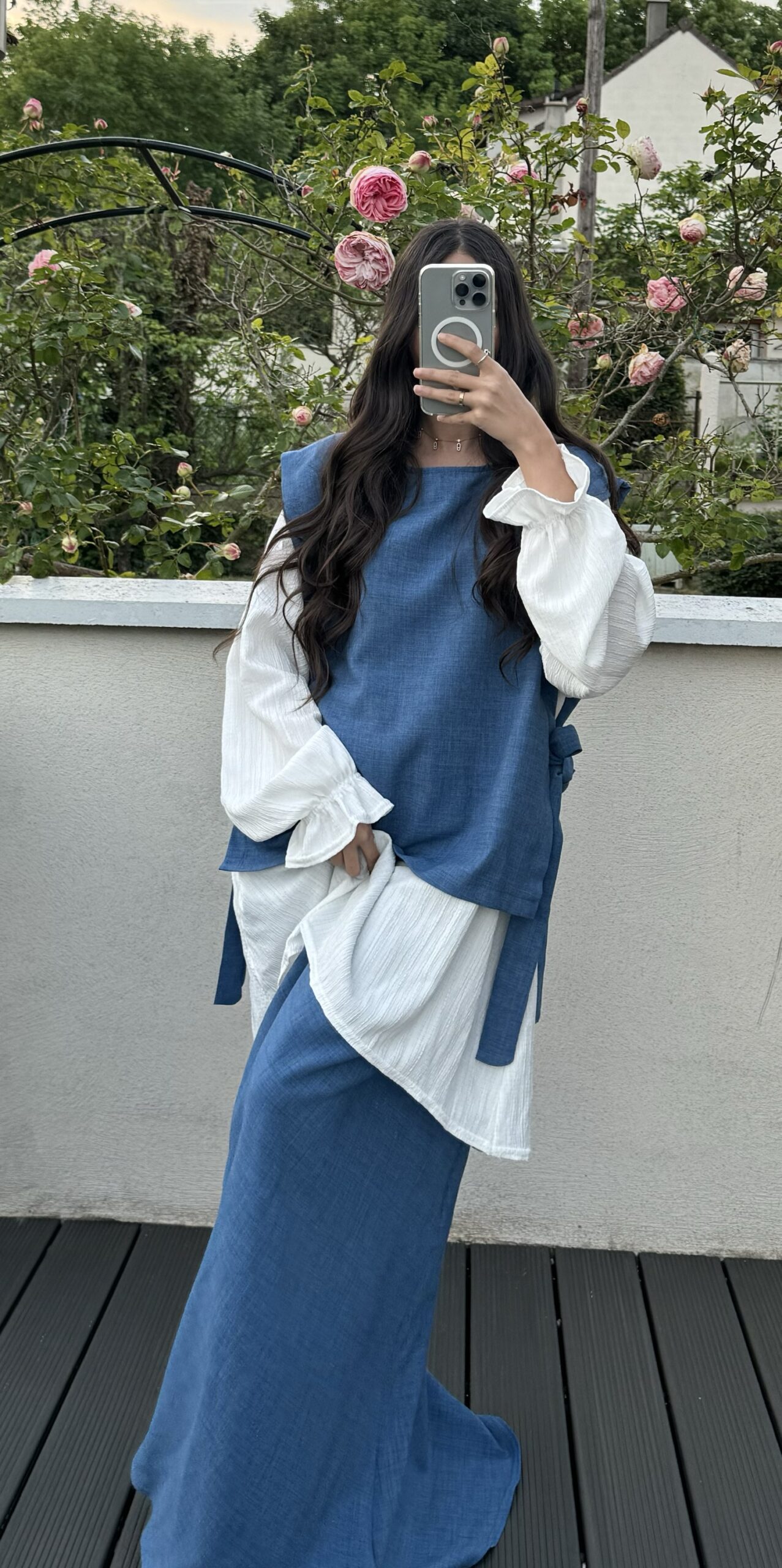 Ensemble 3 pièces jupe mastour [BLEU]