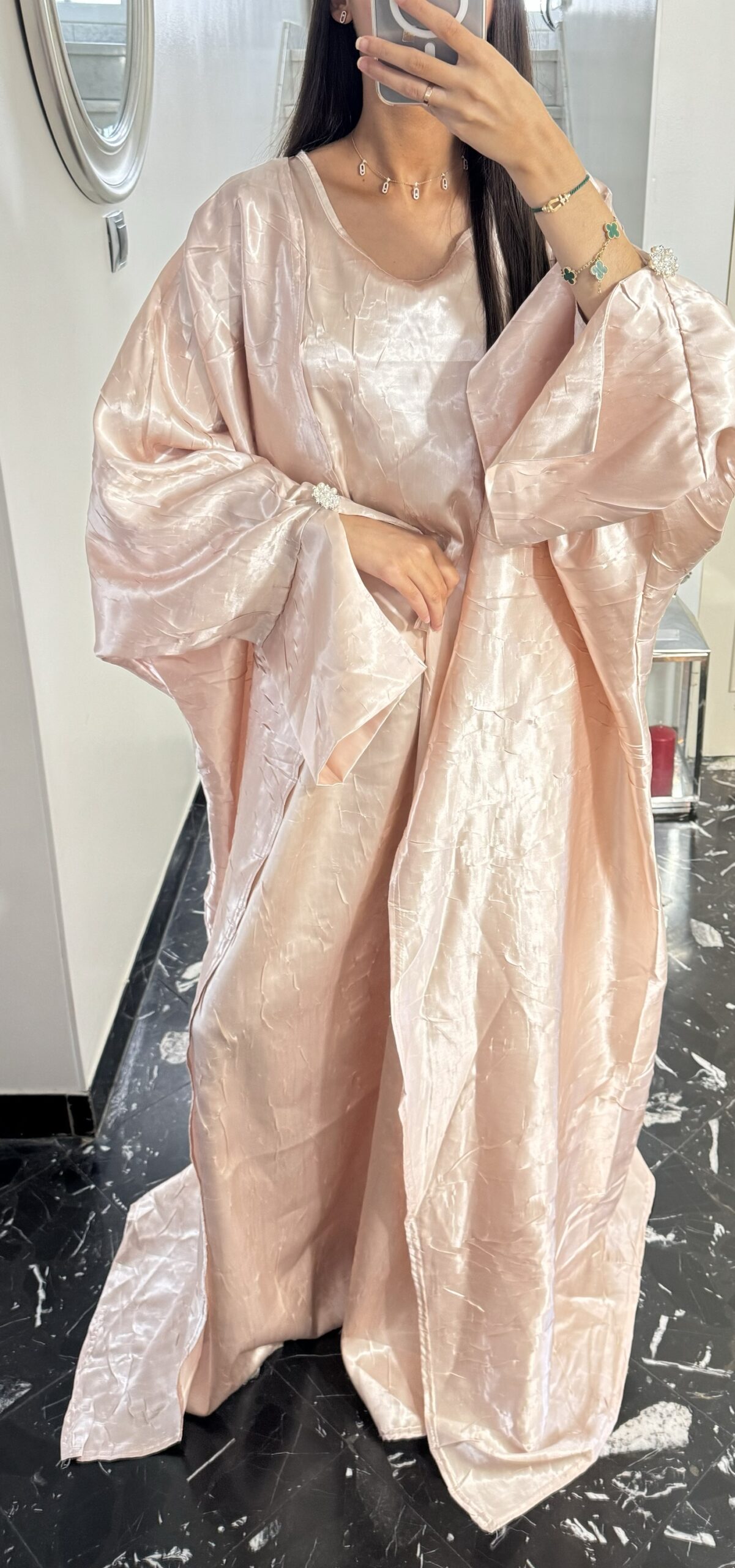 Ensemble abaya manches perlées [ROSE]