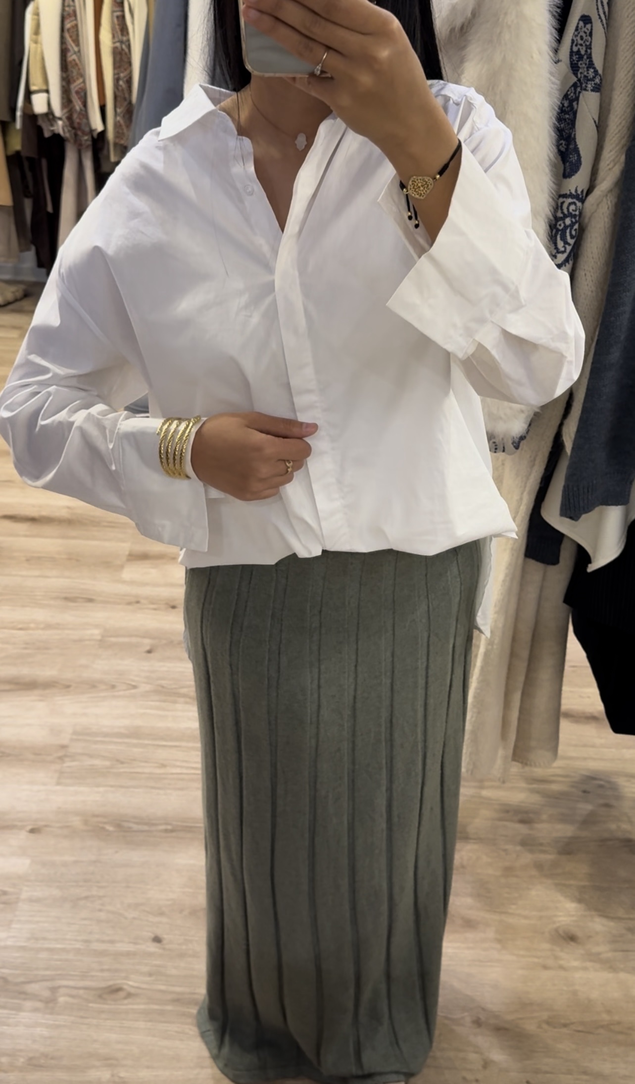 Jupe d’automne maxi longue [KAKI]