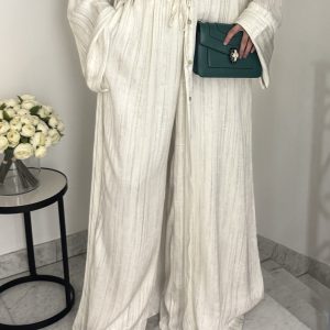 Pantalon fluide en satin [BLANC]