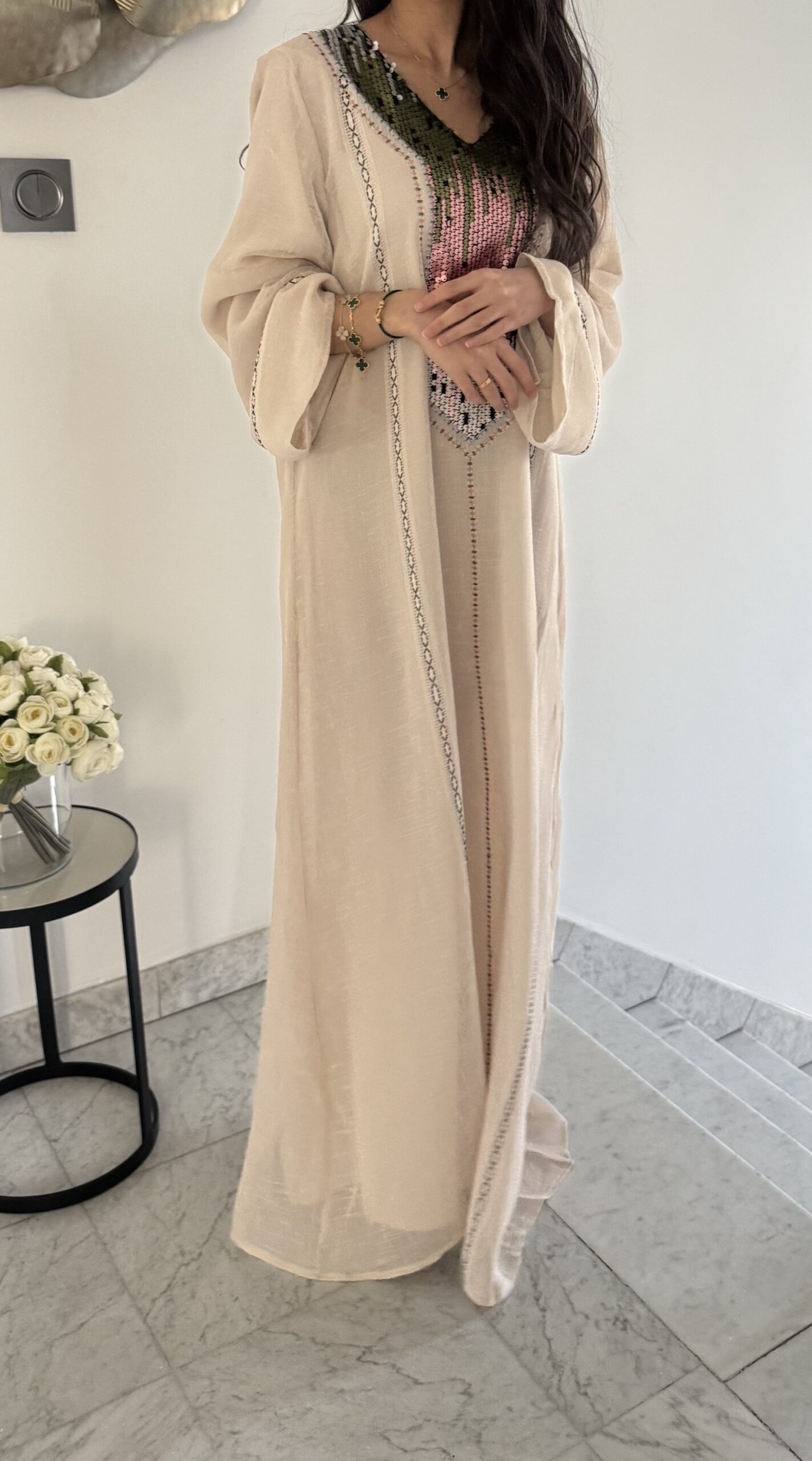 Abaya en LIN [BEIGE]