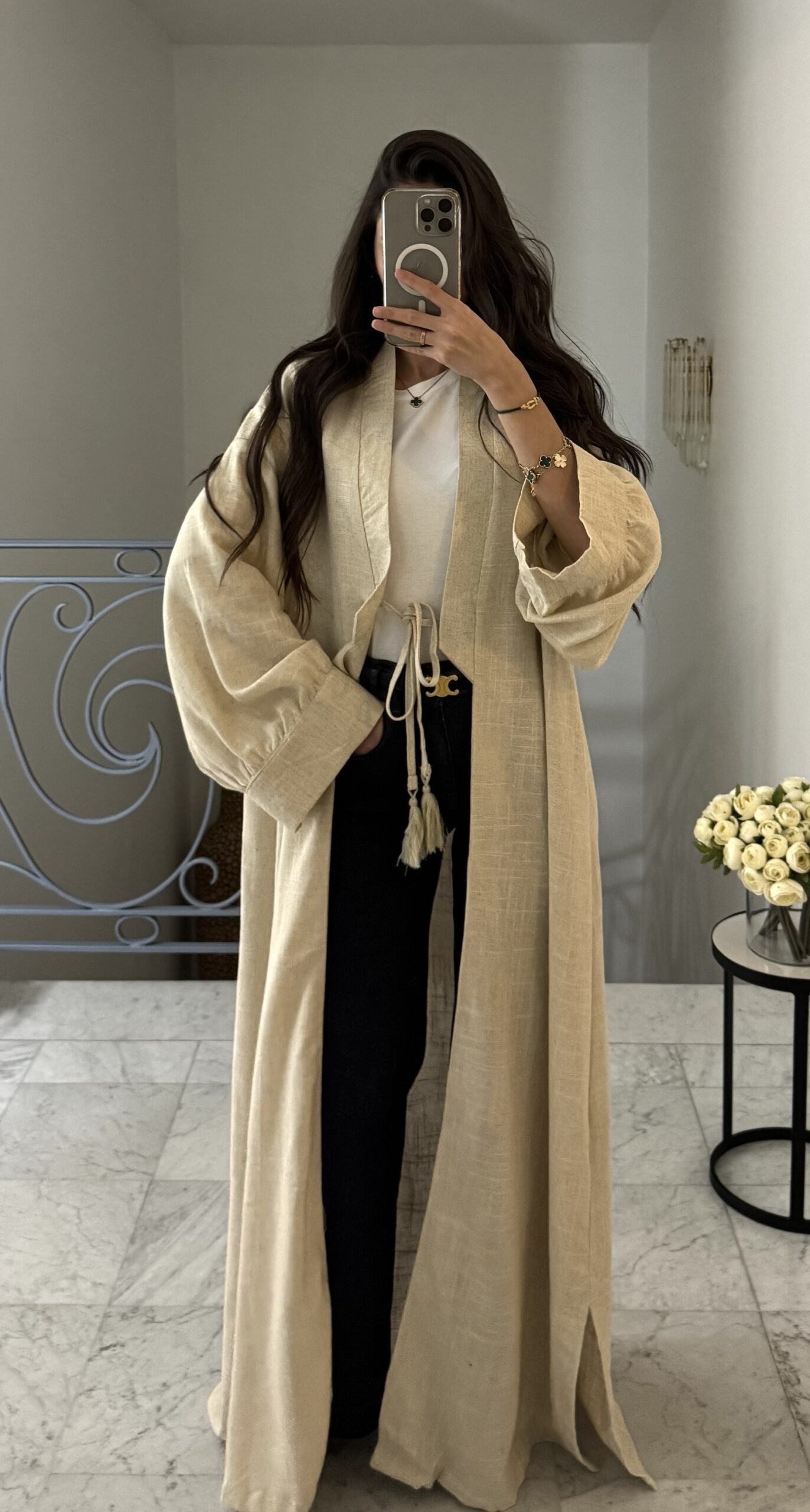 Kimono long 1 en LIN - [BEIGE]