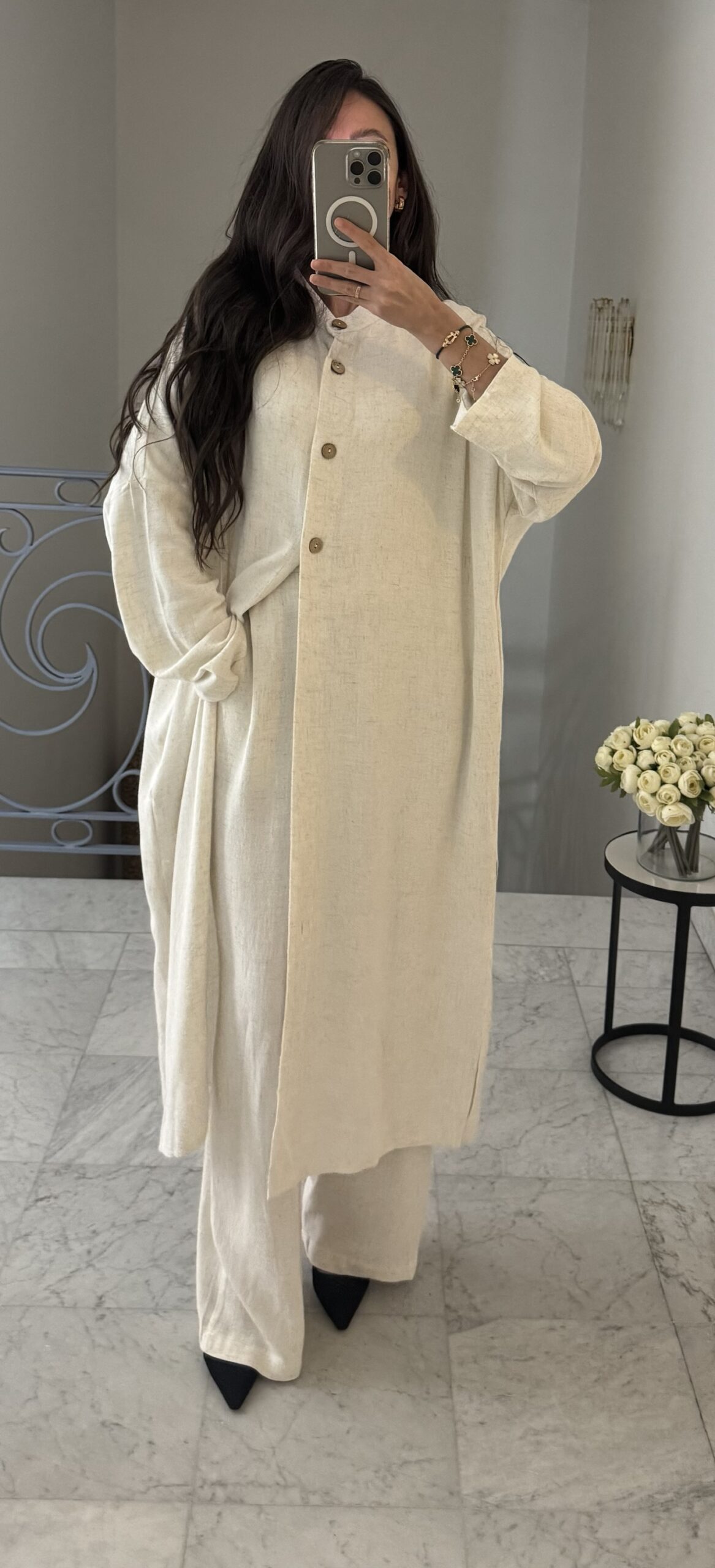 Blouse en LIN oversize [BEIGE]