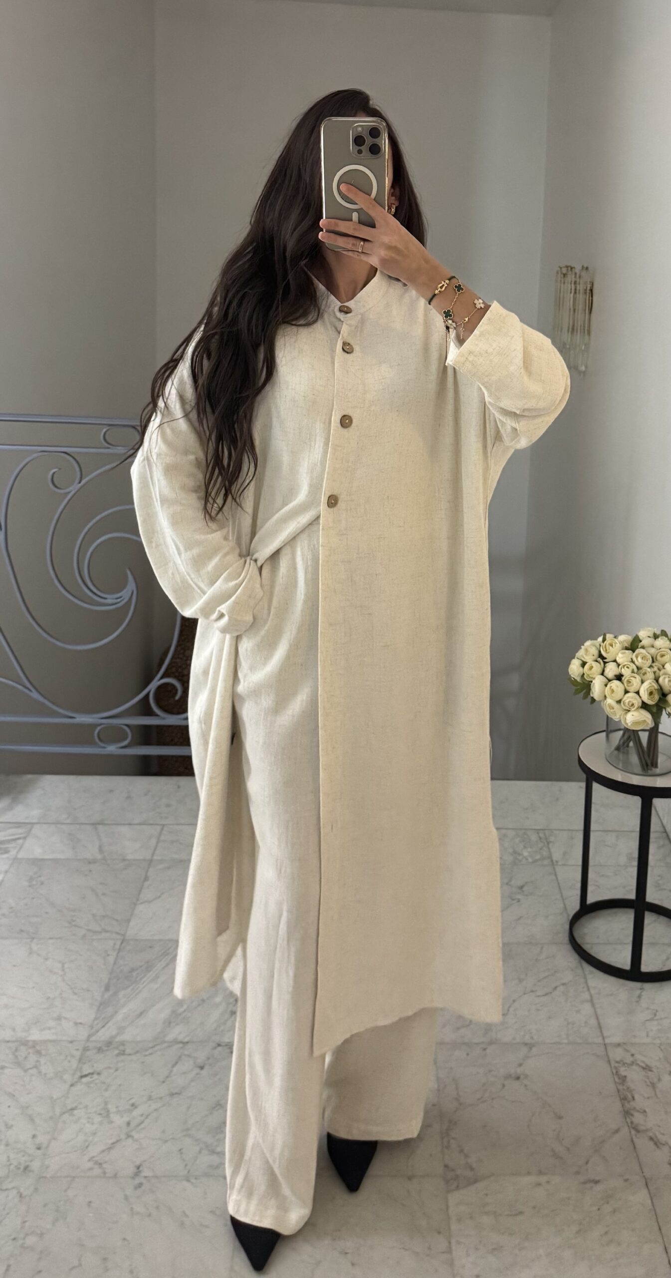 Blouse en LIN oversize [BEIGE]