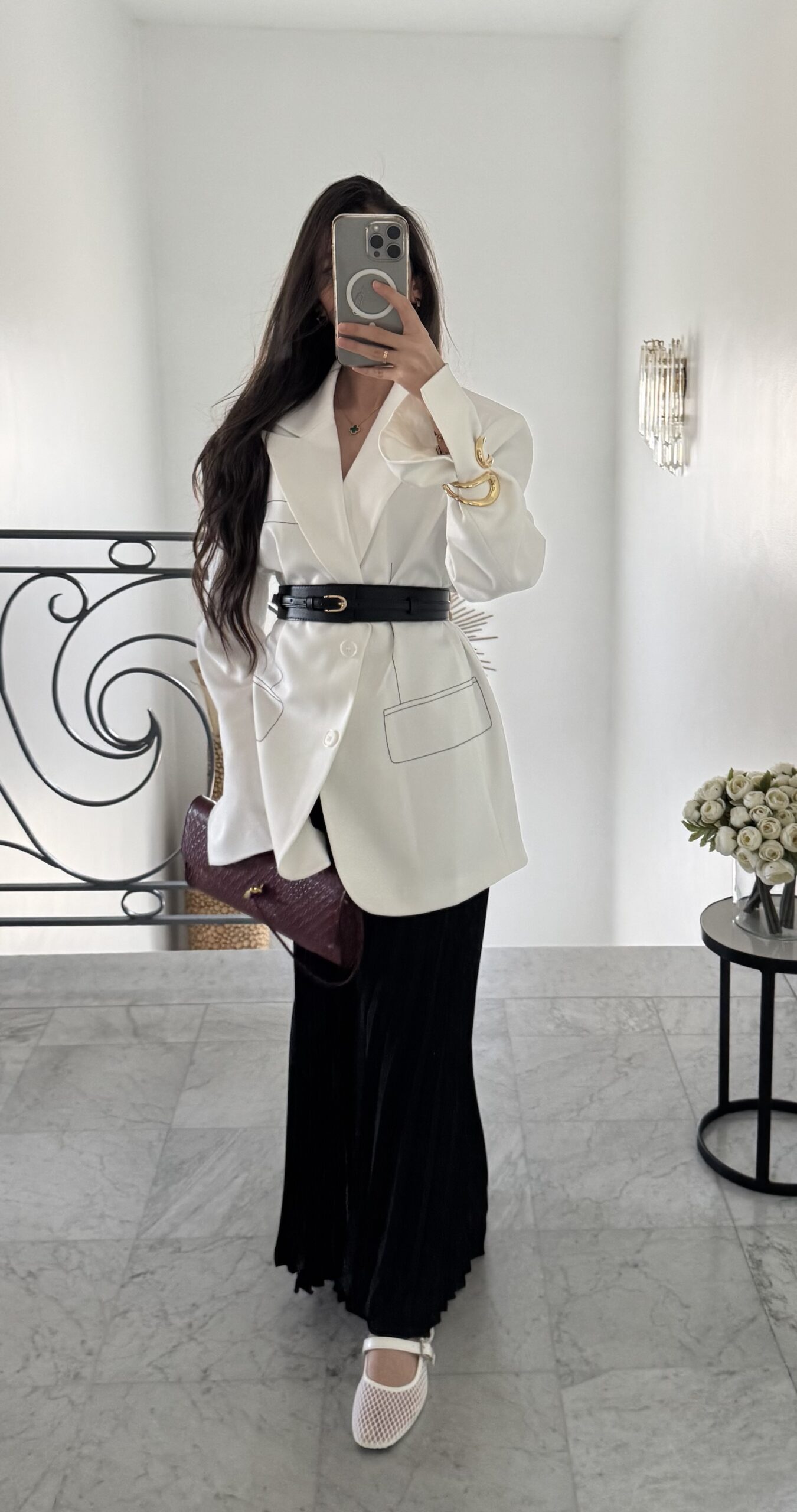 Blazer surpiqûres oversize [BLANC]