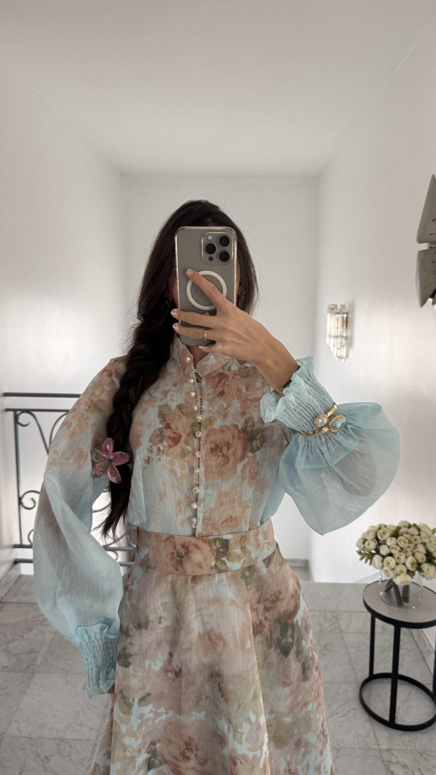 Ensemble fleuri qualité supérieure [BLEU]