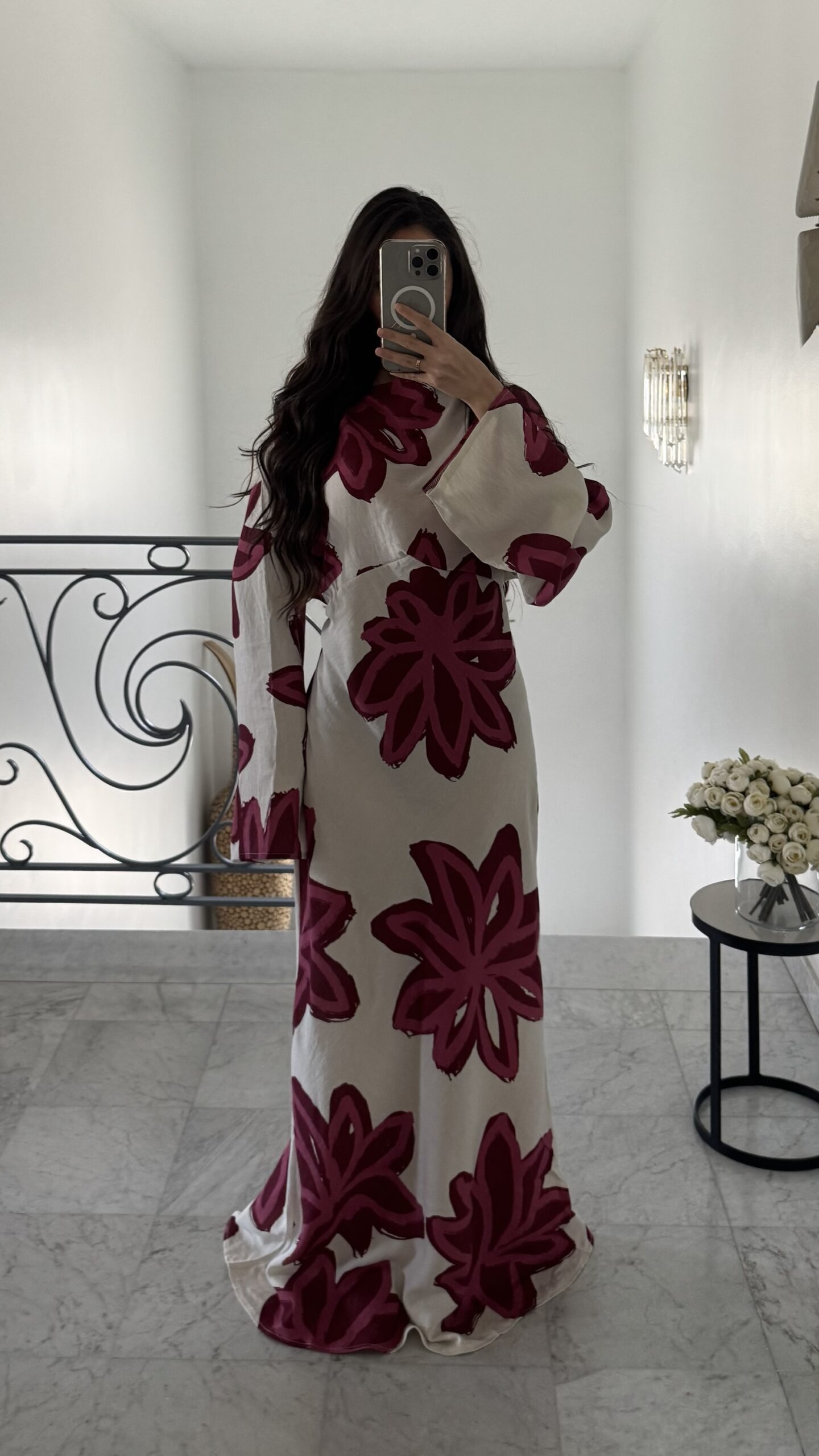 Robe fleurie longue [ROUGE]