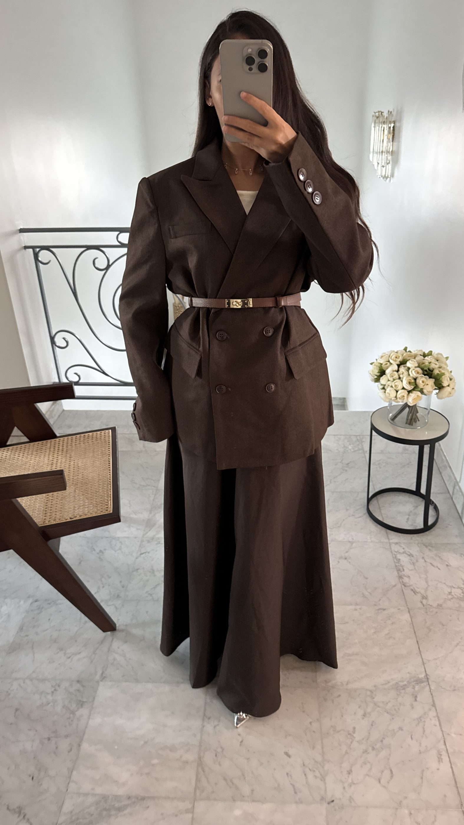 سترة كبيرة الحجم [BROWN] [F