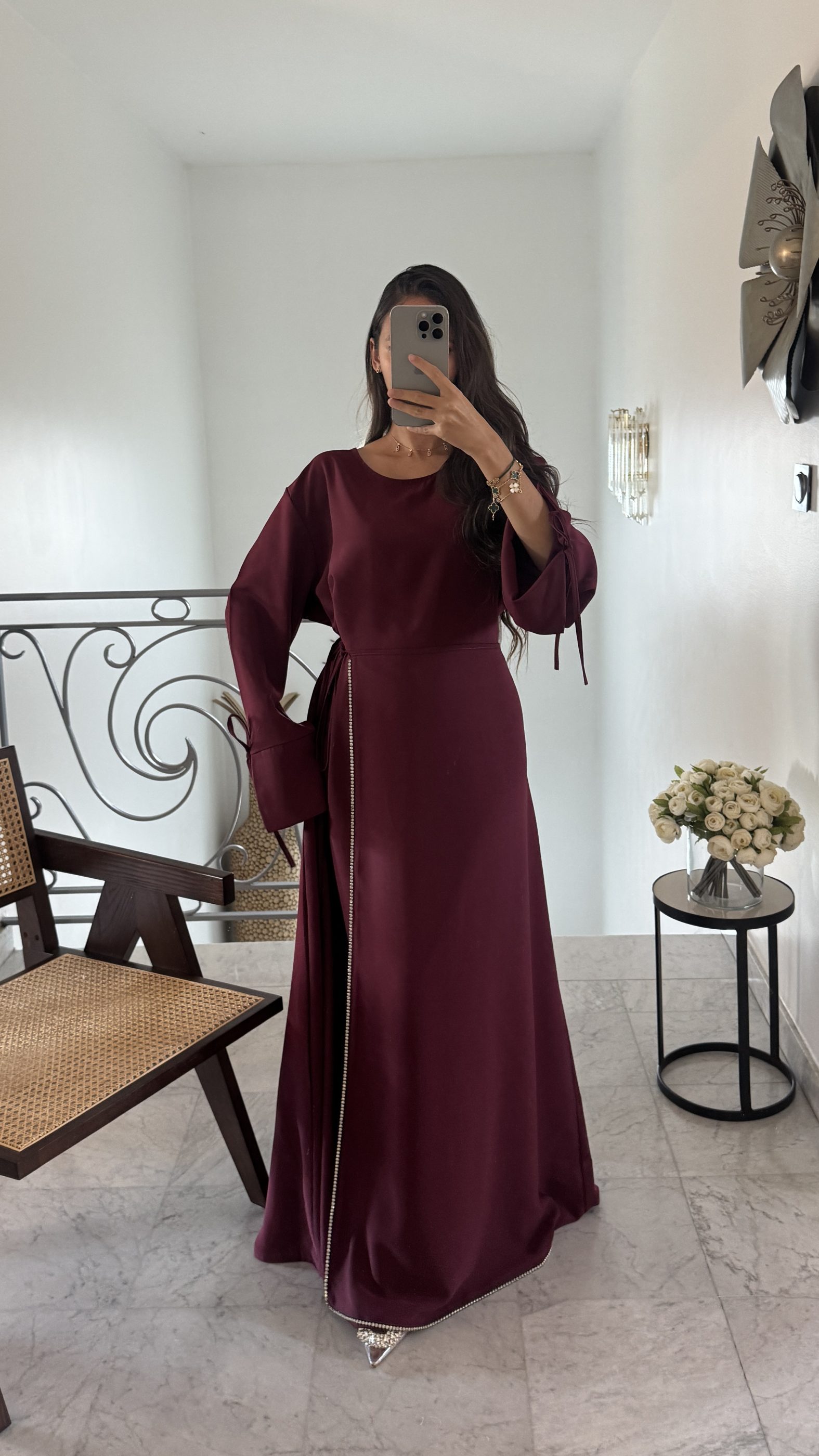 Abaya long beaded details [BORDEAUX] [BORDEAUX] [BORDEAUX] [BORDEAUX] [BORDEAUX