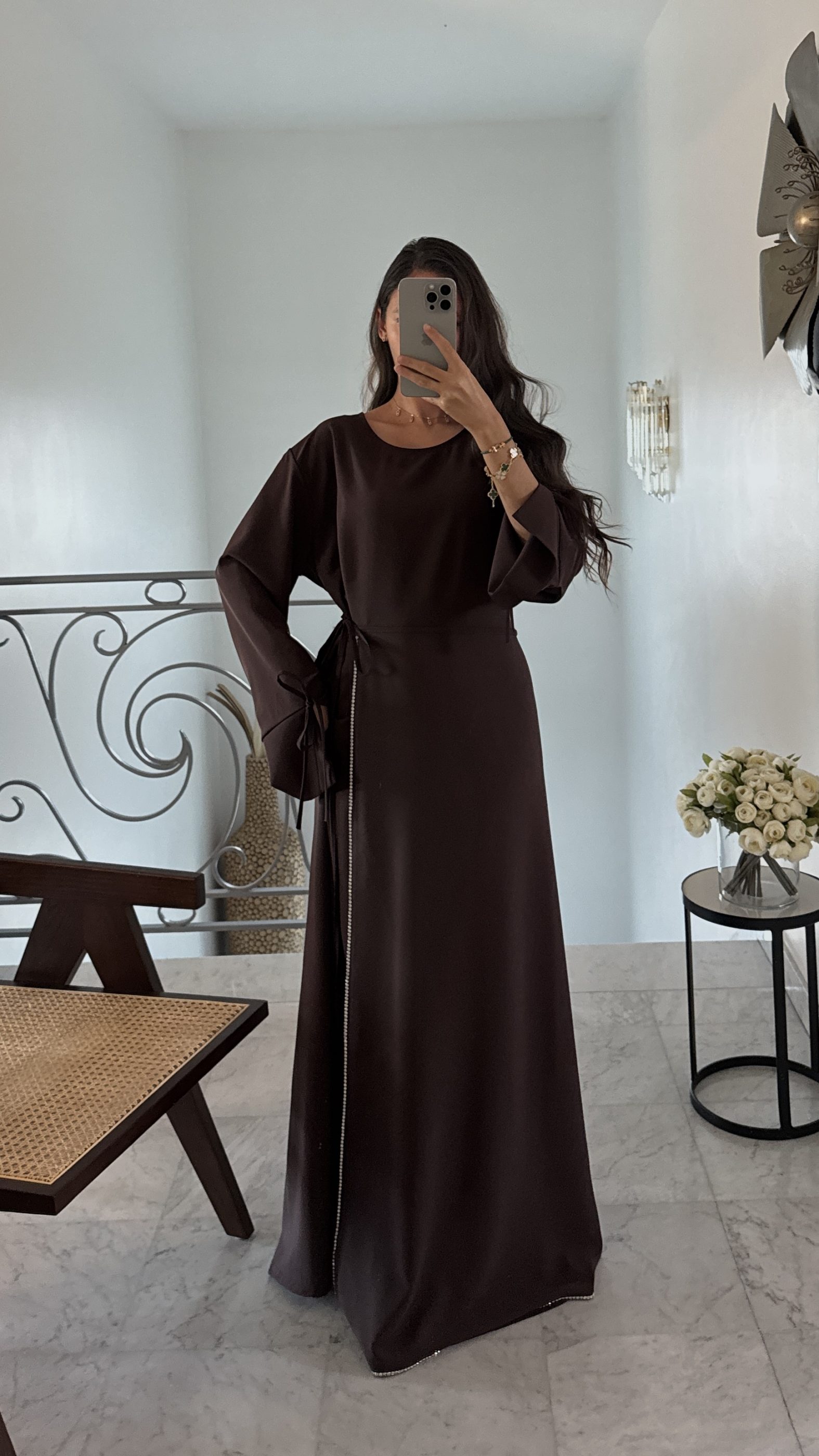 Long abaya with beaded details [BROWN] : Zen Cart!, The Art of E-commerce