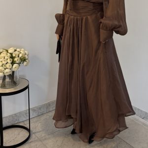 Robe en organza longue [MARRON]