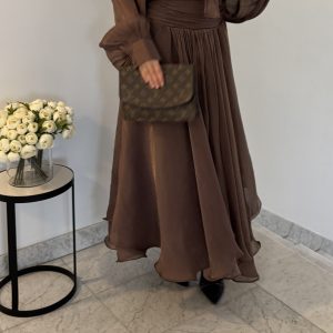 Robe en organza longue [MARRON]