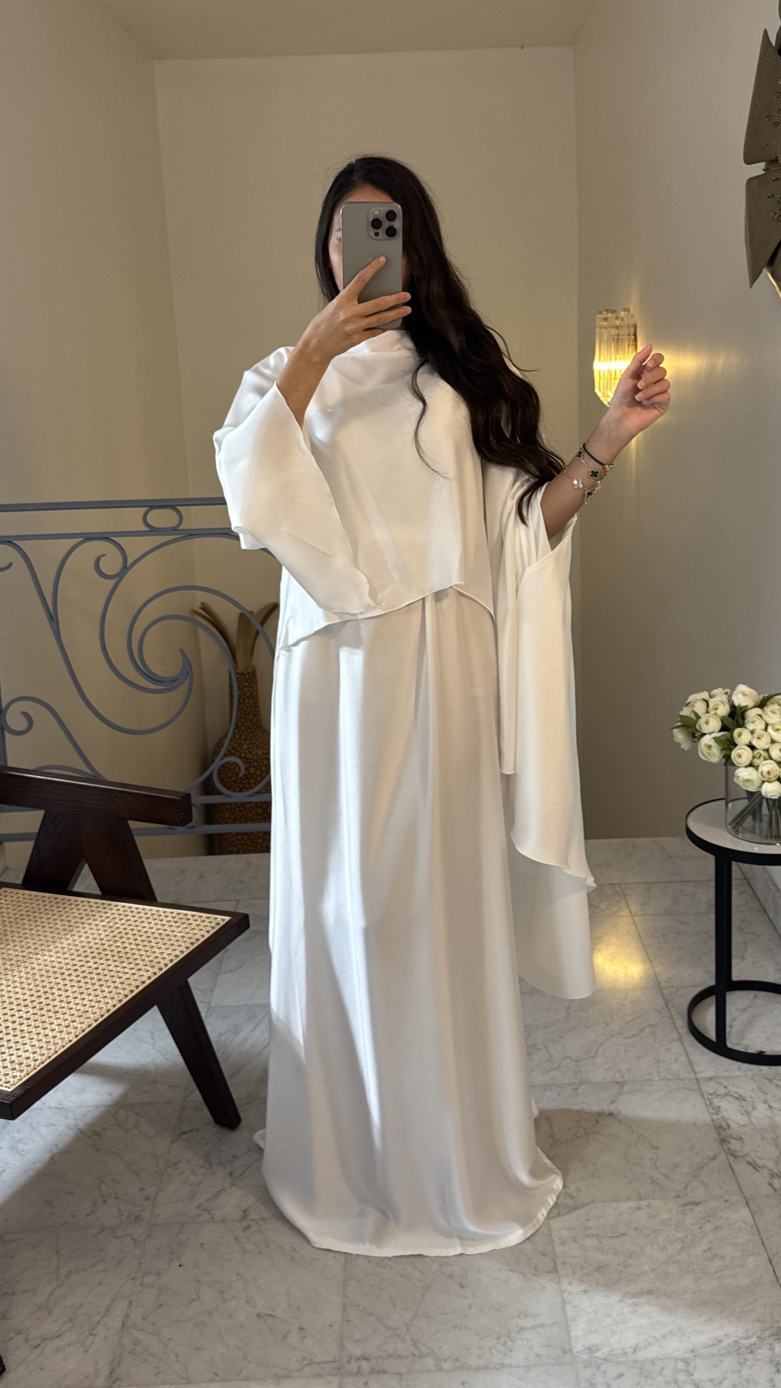 Enesmble long cape 2 pièces [BLANC]