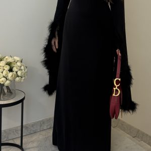 Robe longue à plumes [NOIR]