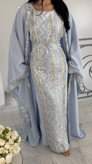 Ensemble faracha majestueux à motifs [BLEU]