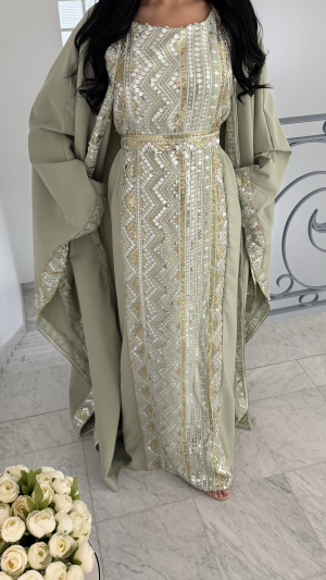 Ensemble faracha majestueux à motifs [VERT]
