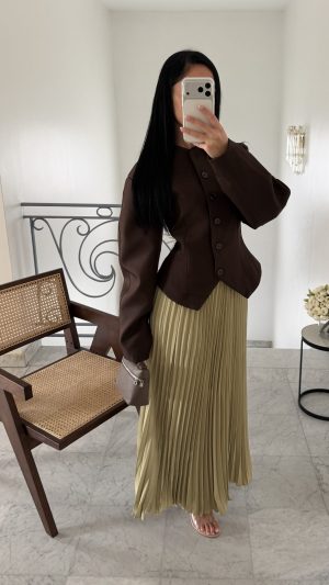 تنورة مطوية [خضراء]