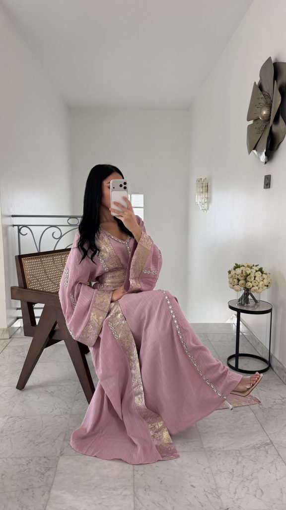 Caftan 2 pièces en brocard [LILA]