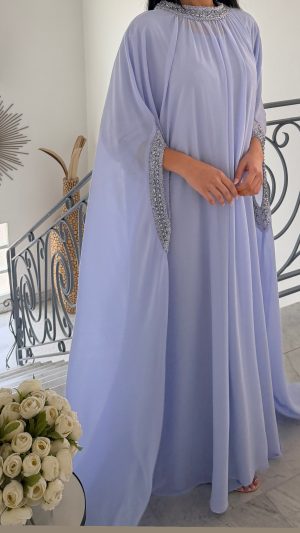 Robe longue en mousseline [BLEU]
