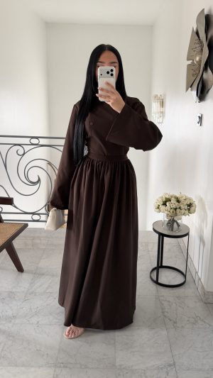 Ensemble col montant boutonné [MARRON]