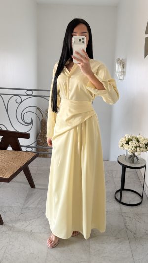 Chemisier long satinée [JAUNE]
