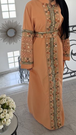 Abaya longue à motifs  [CORAIL]