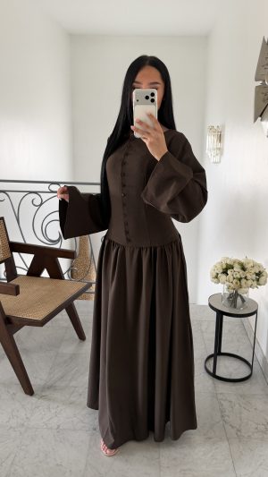 Robe lacets au dos  [MARRON]