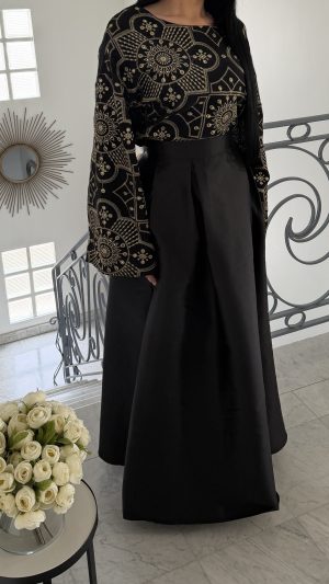 Haut en lin à motifs [NOIR]