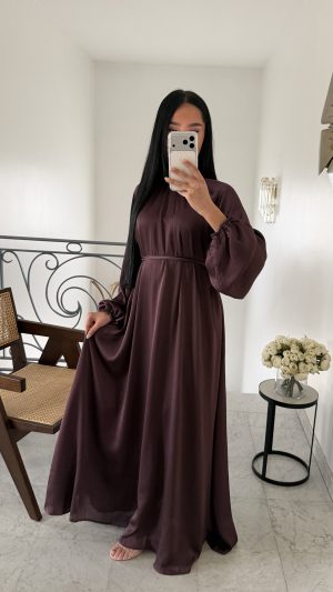 Robe longue col montant [PRUNE]