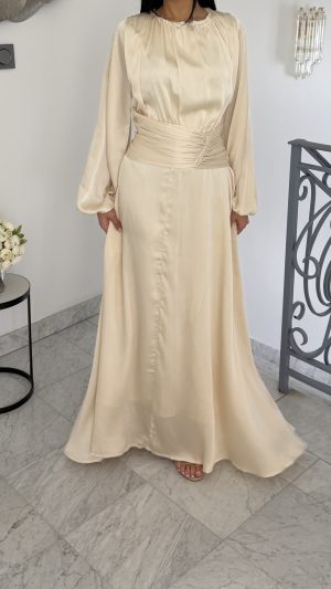 Robe longue ceinture drapée [ECRUE]