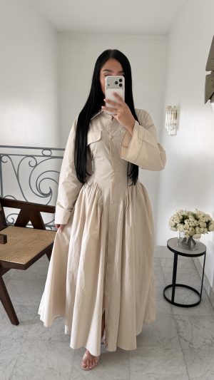 Robe  longue évasée 100% coton  [BEIGE]