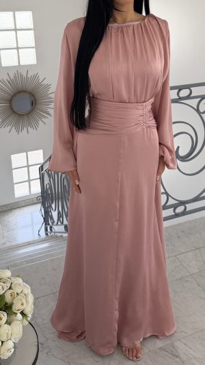 Robe longue ceinture drapée [ROSE]