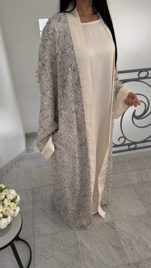 Enesemble kimono à sequins  [BLANC]