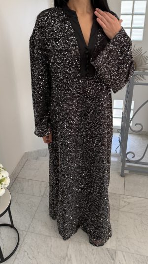 Jellaba a sequins  [NOIR]