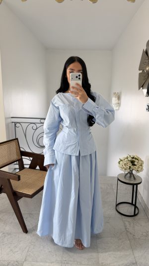 Haut lacets au dos 100% coton [BLEU]