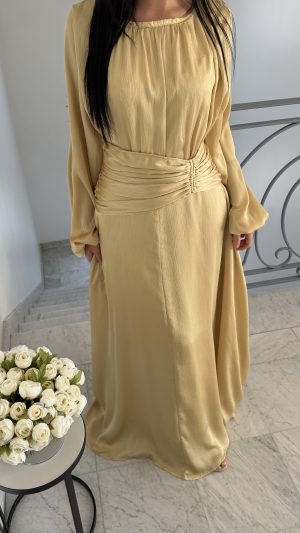 فستان طويل بحزام ملفوف [MOUTARDE]