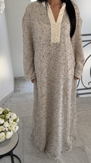 Jellaba a sequins  [BLANC]