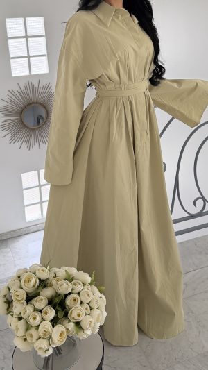 Robe longue cintrée 100% coton  [VERT]
