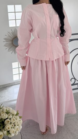 Haut lacets au dos 100% coton [ROSE]