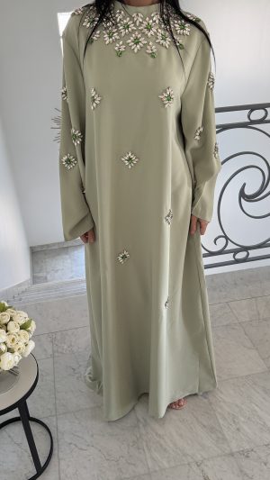 Robe longue perlée [VERT]
