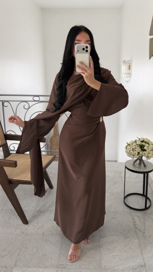 Robe cape longue [MARRON]