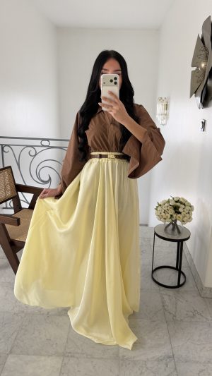 Jupe longe effet organza doublée [JAUNE]