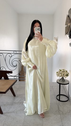 Robe longue en organza manches bouffantes [VERT D'EAU]