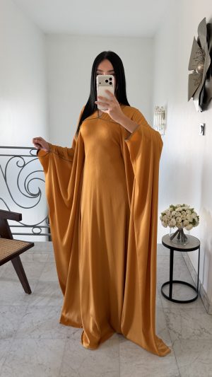 Robe satinée faracha lacets [JAUNE]