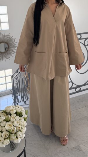 Ensemble premium blouse et jupe [TAUPE]