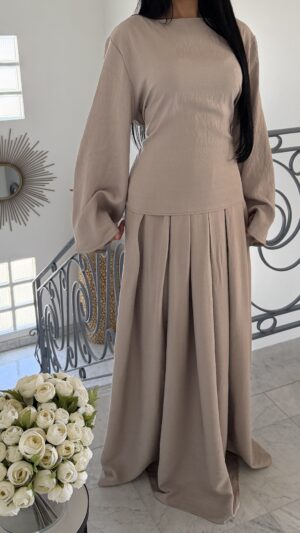 Ensemble jupe effet lin [TAUPE]